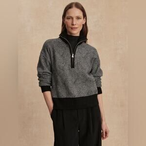 Varley Aldridge Half Zip Knit Sweater in Black L